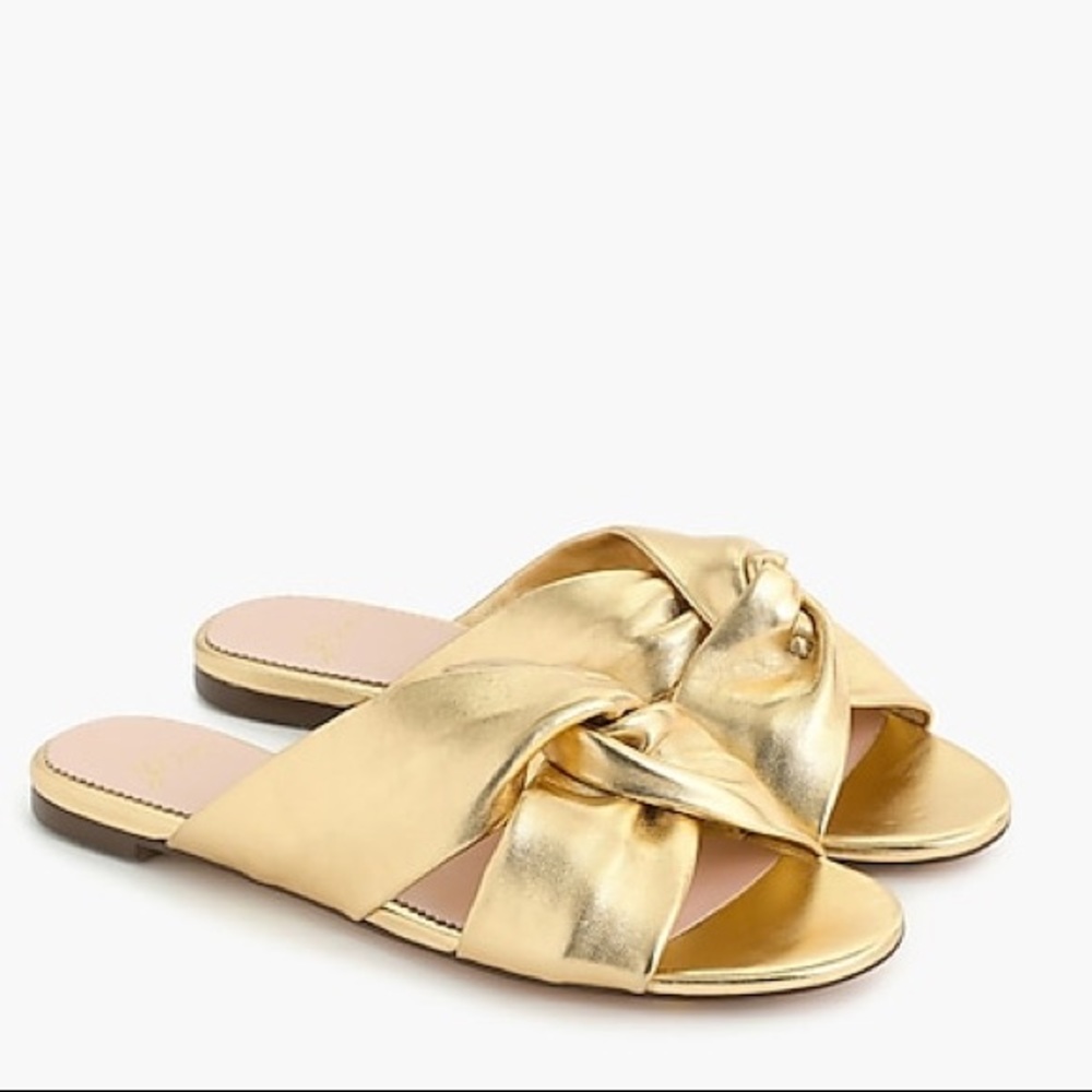 Gold Twisted Knot Leather Sandals